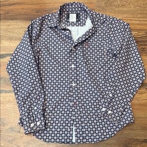 Cinch Boys M 10 Navy and White Patterned Button Down - Dri Fit Material